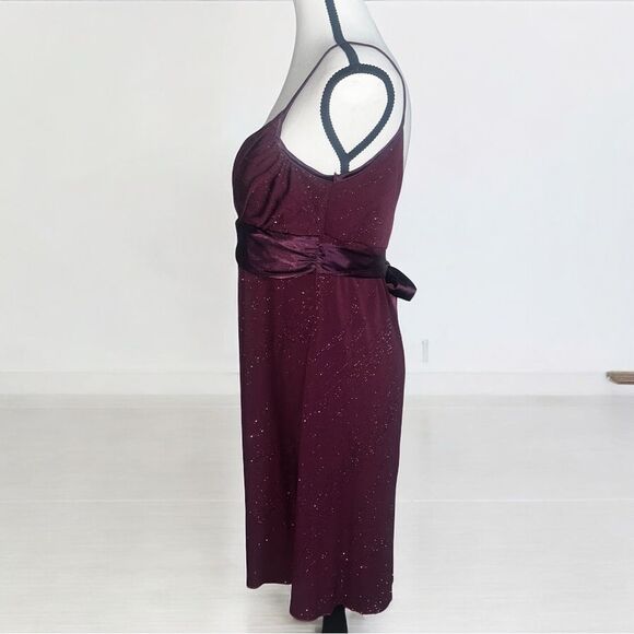 Vintage A. Byer Burgundy Shimmer Cocktail Dress Size Medium - Picture 4 of 8